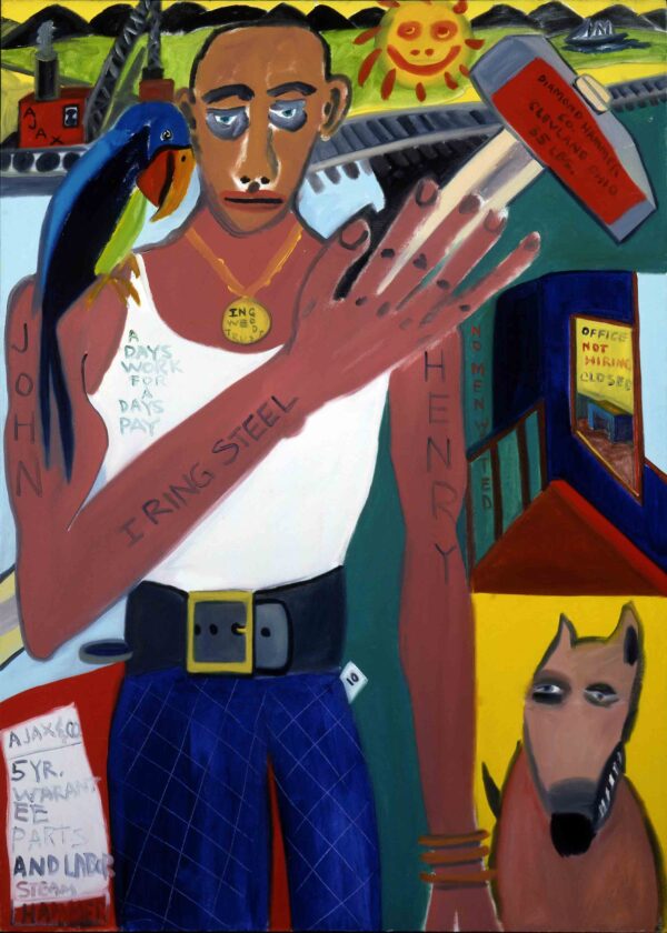 Painting of a man and a dog