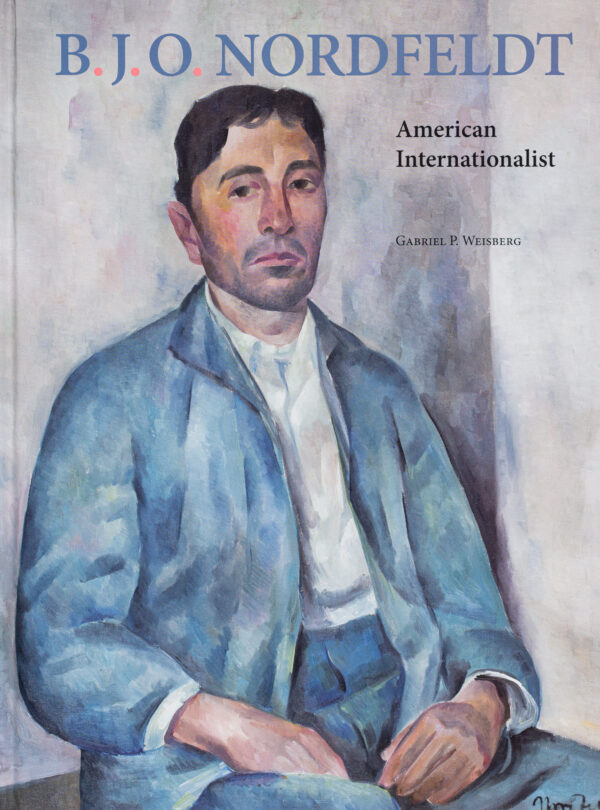 Painting of a white man with dark hair, a white shirt and light blue coat sitting down and looking at the viewer