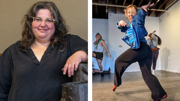 Photo of 2 women: artist Meghan Miller and dancer Elleigh McClelland